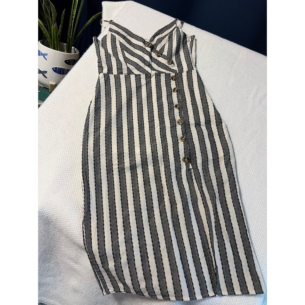 Harper Heritage Women's Small Striped Button-Front Midi Dress